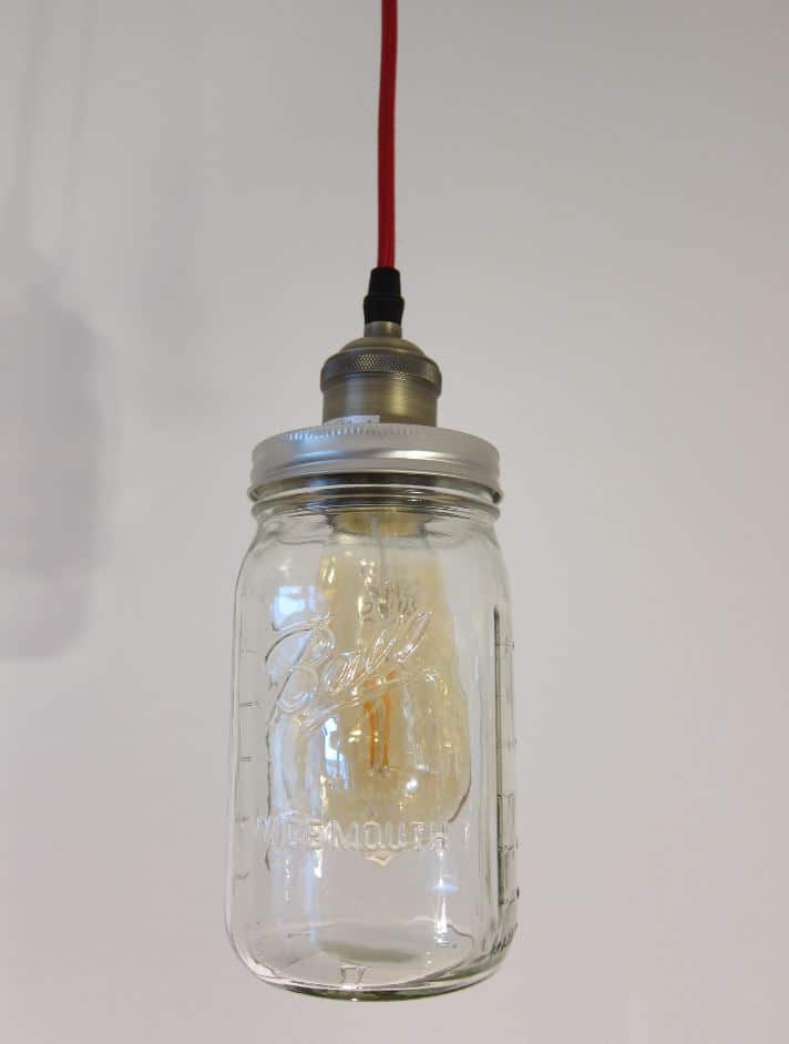 Ball Mason Vintage Lampe mit roten Kabel
